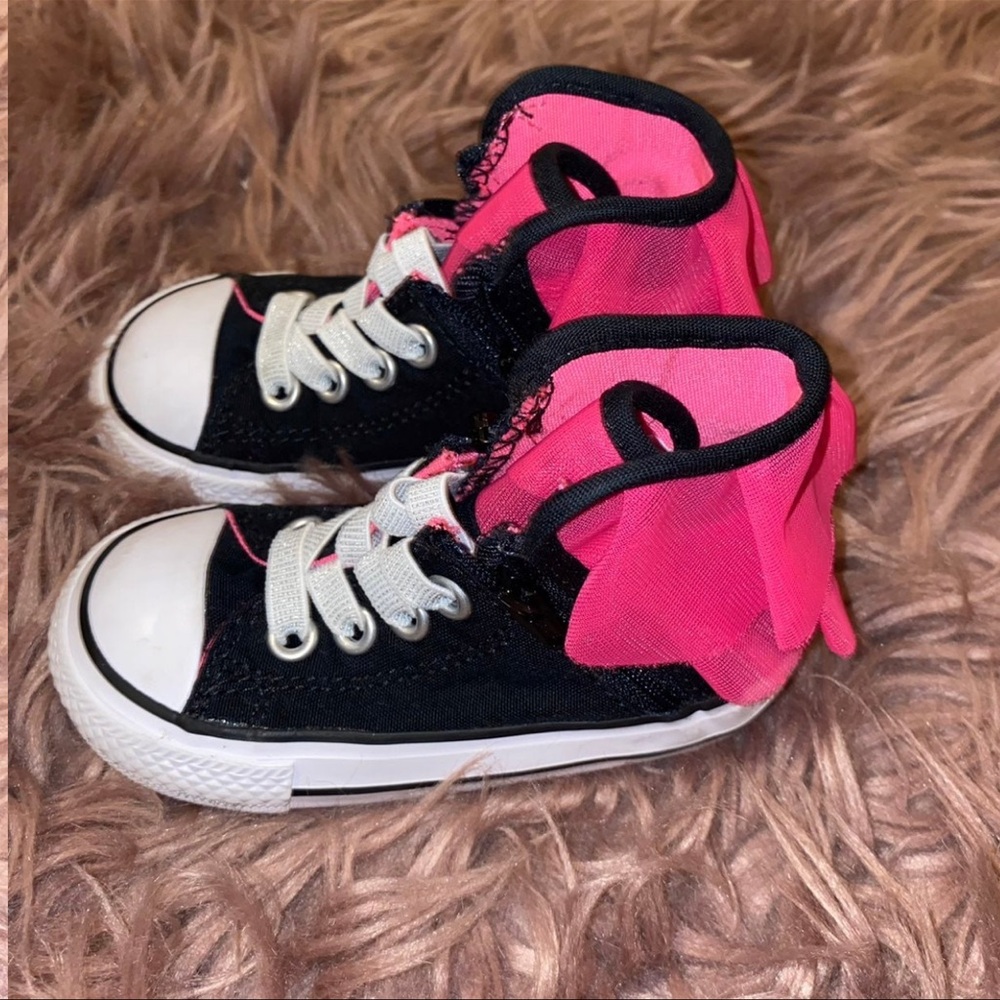 Pink & Black Baby Converse- Size 6C